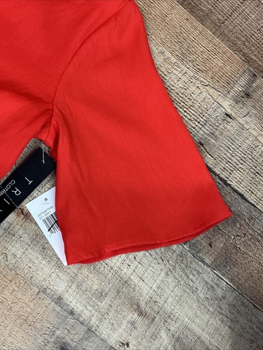 Trixxi Pagliaccetto Donna Taglia S Rosso Corto Manica a Campana Scollo a V Smerlato Nuovo con etichette - Foto 13 di 19