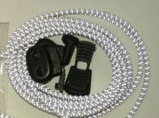 No Tie WHITE REFLECTIVE Elastic Shoelace Lock Laces Shoe Strings Locking Toggle