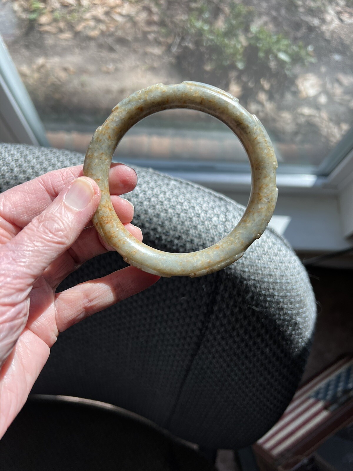 carved solid stone bangle bracelet #3 - image 4