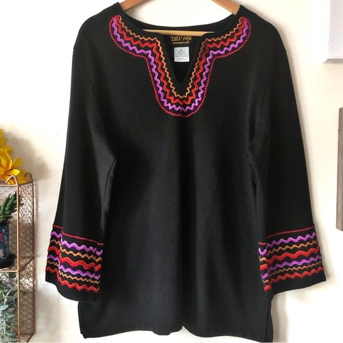Bob Mackie 90s Wearable Art Vintage Embroidered Tunic Made in Hong Kong Size XL