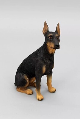 Doberman Pinscher Dog Figure Statue Realistic Paint & Details 4'' Resin