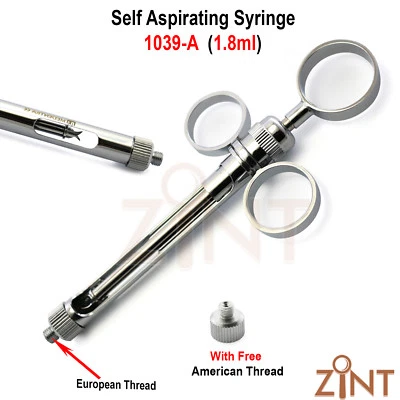 MEDENTRA UK Dental Self Aspirating Cartridge Syringe 1.8 ml Anesthesia German SS Zint Tools