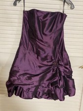 Jessica McClintock Dress Purple Strapless Women Size 5 Gunne Sax Ruched EUC