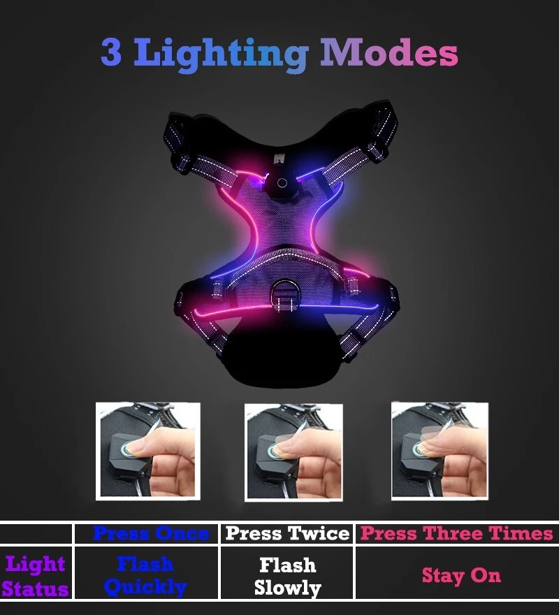 Dog Harness No-Pull Pet Adjustable Control Reflective No-Choke LED Light Vest Dog Harness No-Pull Pet Adjustable Control Reflective No-Choke LED Light Vest