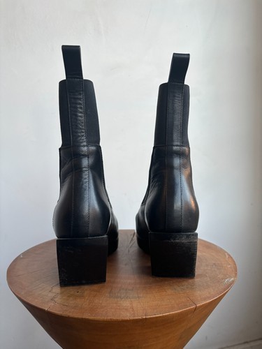 RICK OWENS Black Silver Curved Block Heel Platform Womens Ankle Boot 38.5 - Picture 5 of 11