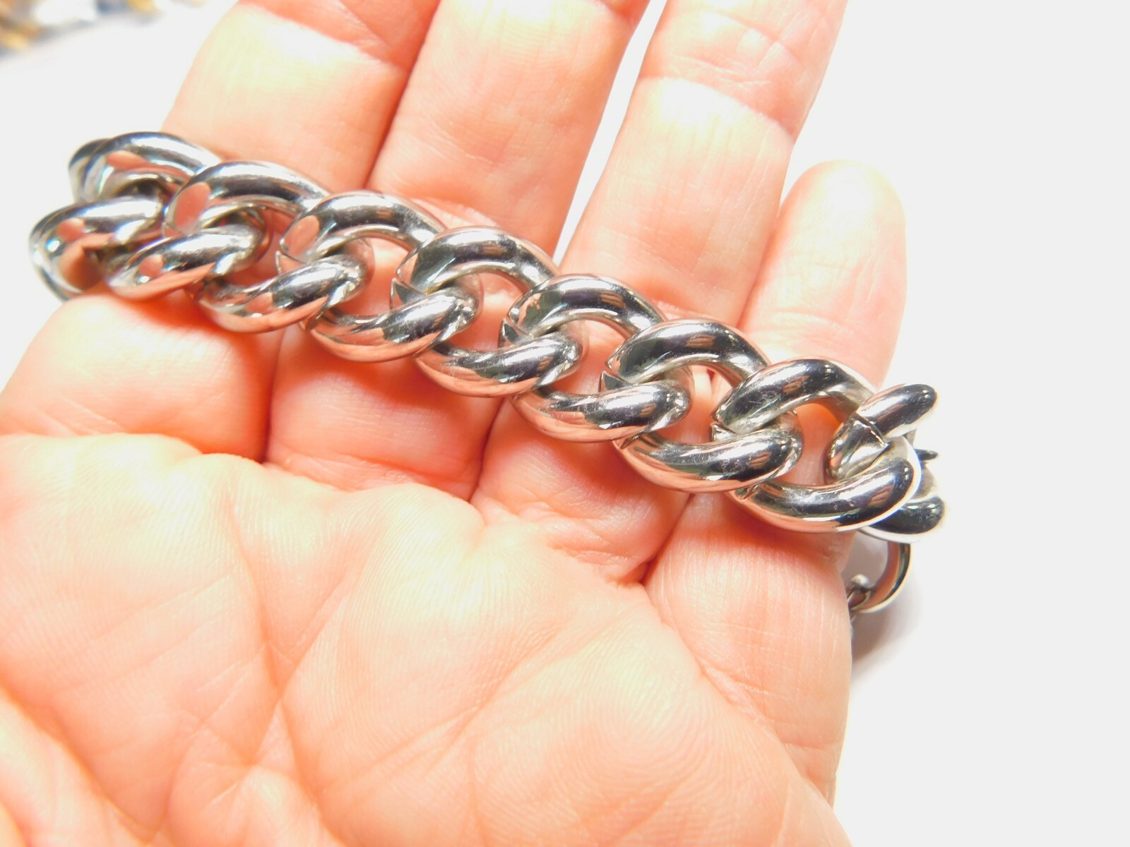 Signed Chico's Heavy Curb Chain Solid Silver Tone… - image 2