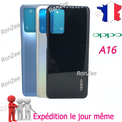 Vitre Arrière Avec Adhésif Pour Oppo A16 CPH2269 - Noire, Neuve, Fabriquée En France