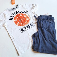 Gymboree Boys 7 Slam Dunk Basketball Tee Shirt Navy Cotton Shorts Set NWT