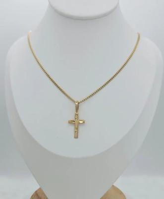 Small Gold Cross Necklace, Cross Necklace for Kids or Women, 2mm Chain  No Fade