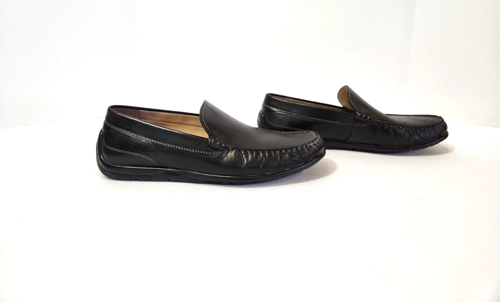 Mocassini da guida Ecco neri in pelle punta moc da uomo taglia US 10 EU 44