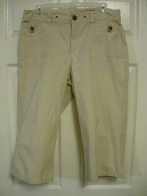 Ladies 10 Capri Pants, Sand, Flat Front, Stretch, Pockets, Christopher & Banks