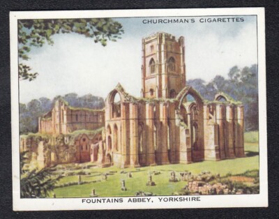 Vintage 1938 GREAT BRITAIN HOLIDAYS Card FOUNTAINS ABBEY, YORKSHIRE