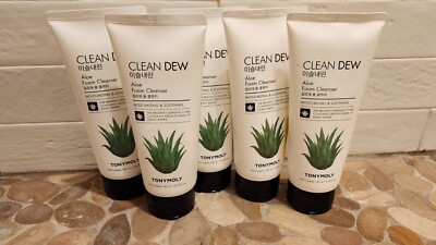 Clean Dew -  TonyMoly- Aloe Foam Facial Cleanser 180ml/ 6.08 oz each - LOT of 5