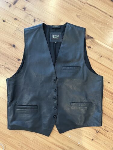 Irvine Park Men’s Leather Vest Black Irvine Park Size Large - Picture 1 of 3