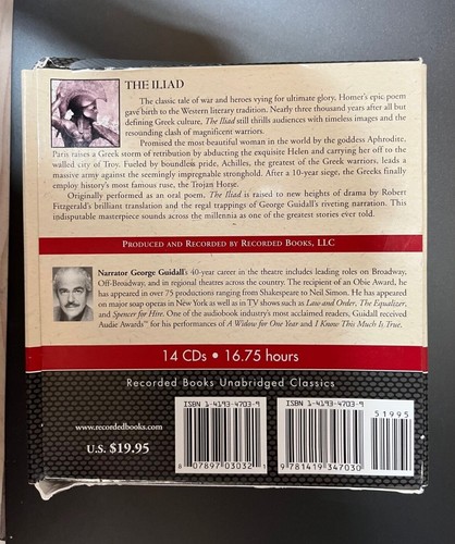 THE ILIAD HOMER (AUDIO BOOK - CD) EUC - Picture 2 of 2