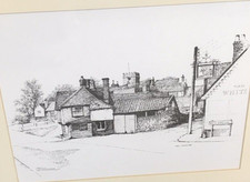 Vintage Framed Print Witham Essex White Horse Pub Signed Ken Thomas
