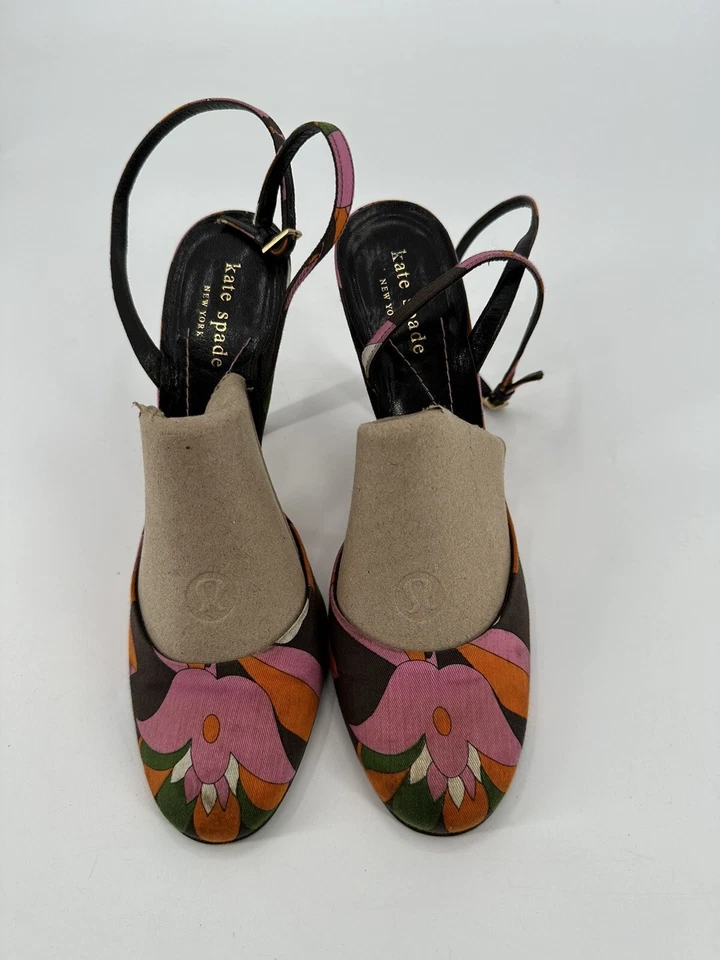 Zapatos de salón Kate Spade primavera lona floral correa al tobillo tacón alto Italia para mujer 6,5 B Foto 2 de 4