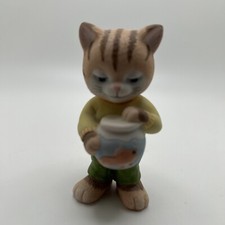 BC Bronson Fish Bowl Cat Porcelain Bisque Figure 3" Collectible Kitty Vintage 8