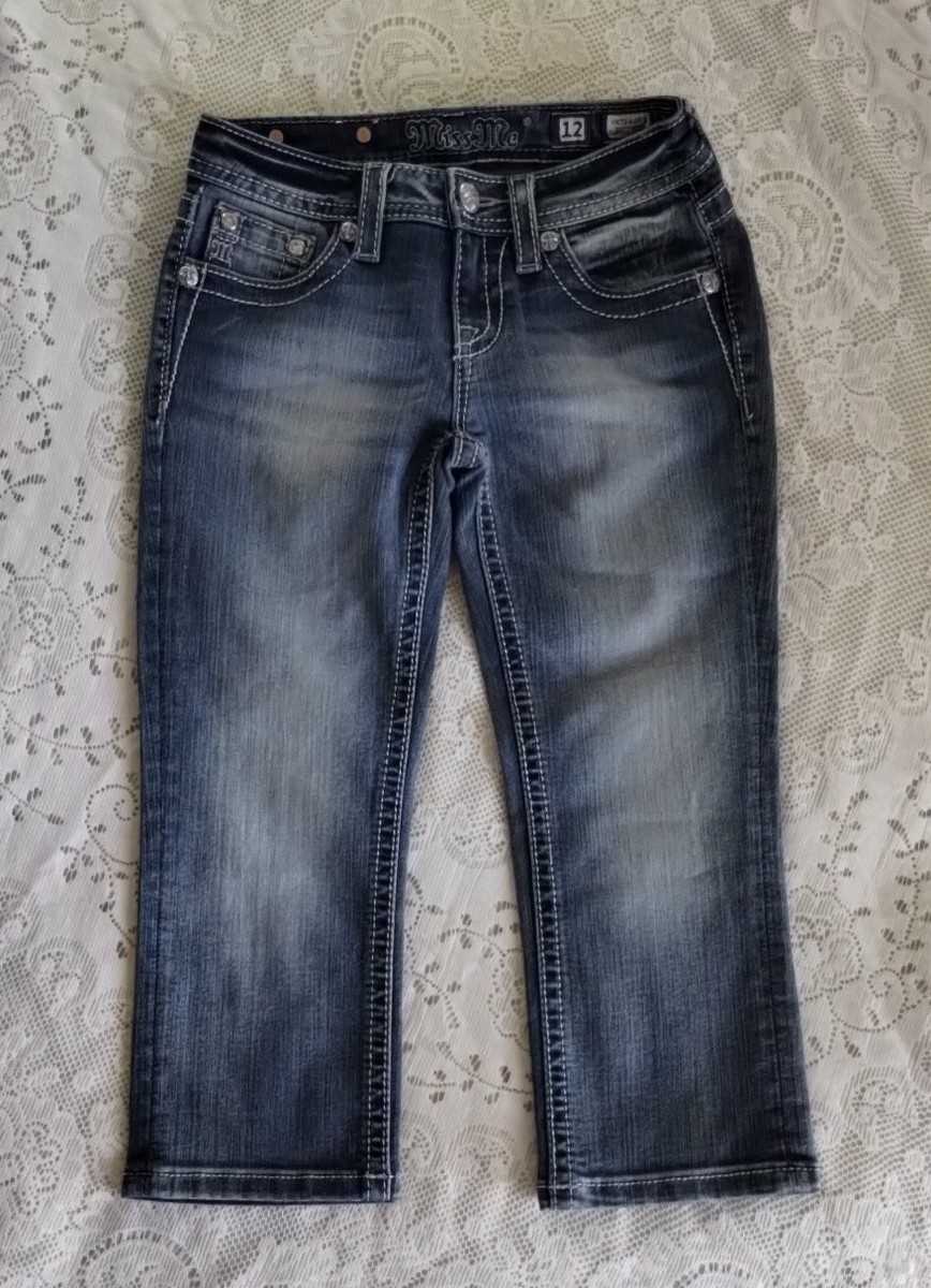 Miss Me Cuffed Capri Girls Size 12 YK7140P2 Jeans Denim