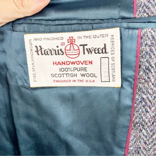 Harris Tweed Vtg Mens Gray 100% Scottish Wool Sport Coat Blazer Herringbone - Picture 9 of 14
