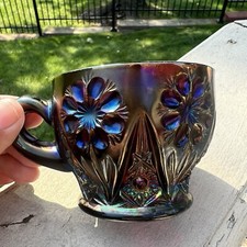 VTG Imperial Glass 474 Daisy Design Purple Amethyst Iridescent Punch Cup (READ)