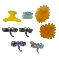 Vintage Hair Clips Lot of 8 Little Girl Accessories Flower Dragonfly Bunny
