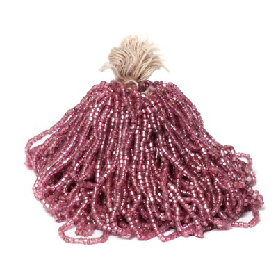 Hank (~8000) vintage Czech rose pink lined seed glass beads 21bpi