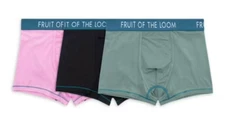 Fruit of the Loom Getaway 3-Pair Mens Trunks Underwear Polyester Blend Small