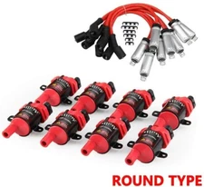 8 Pcs D585 Round Ignition Coils with 8pcs Spark Plug Wires For Chevy GMC UF262 