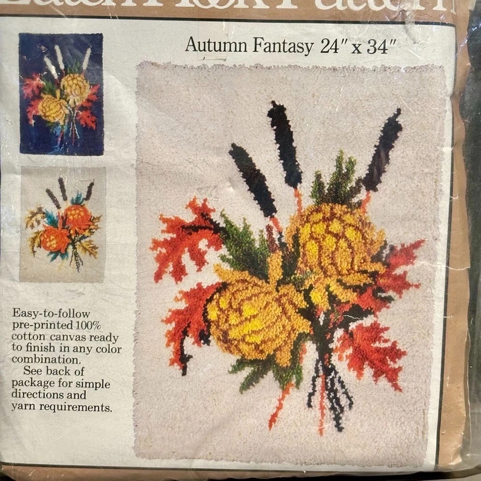 Vintage 1977 Caron Latch Hook Canvas Pattern Autumn Fantasy 24"x34” Customizable - Image 2 of 3