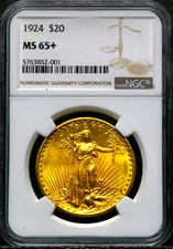 MS 65 Graded 1924 Year Double Eagle $20 US Gold Coins (Pre - 1933