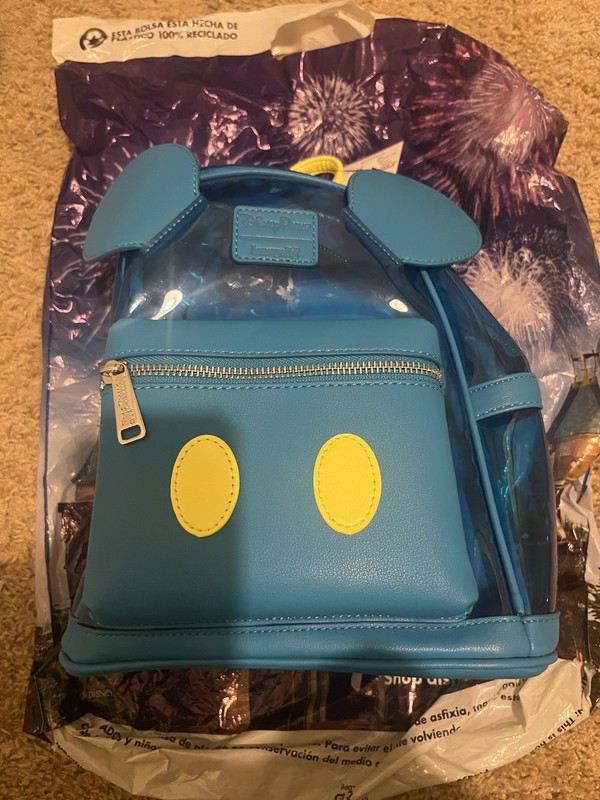NWT Loungefly Disney Parks Mickey Mouse Clear Blue Neon Mini Backpack