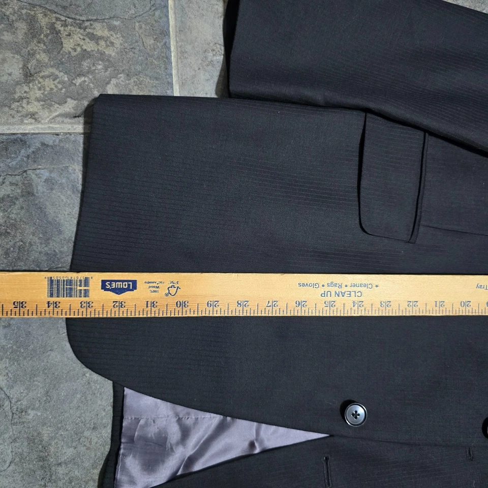 Kenneth Roberts Platino Lana Traje Conjunto Chaqueta 48L Negro Pantalones 38x34 (38x32) Foto 4 de 4