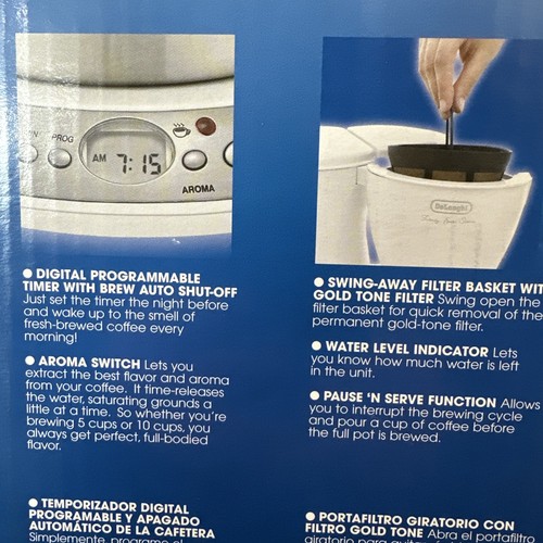 DeLonghi Living Innovation Coffee Maker 10 Cup Thermal Cafe DC55TCW White NIB - Picture 9 of 16