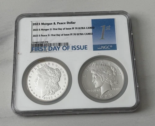 2023 S MORGAN & PEACE Silver Dollar NGC PF70 ULTRA CAMEO Set  FDI