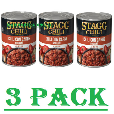 3 Pack Stagg Chili Con Carne No Beans, 108 oz   Hearty Ready-to-Eat Meal