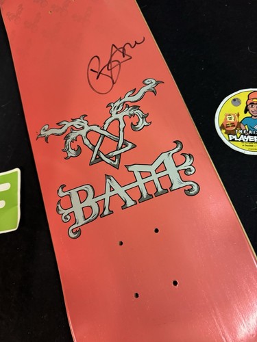 RARE SIGNED Bam Margera Pink Foil Heartagram Element Skateboard Deck AUTOGRAPH - Picture 9 of 10