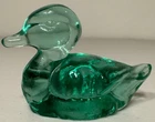 Fenton Miniature Green Duck Glass Figurine