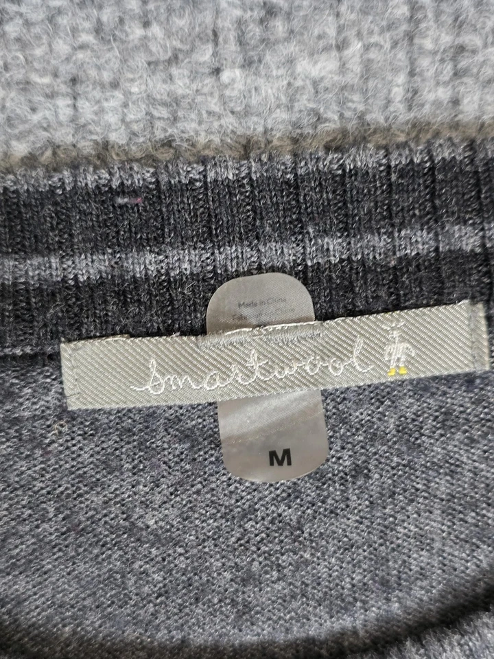 Smartwool Sweater Men M Gray sparwood Merino Wool Blend Crewneck Pullover Damage - Image 3 of 4