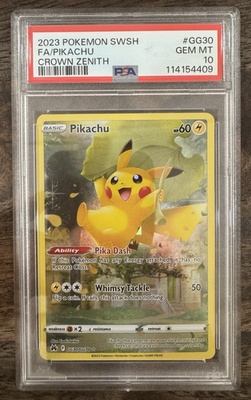 Pikachu GG30/GG70 Crown Zenith – PSA 10 GEM MINT Pokémon TCG 2023