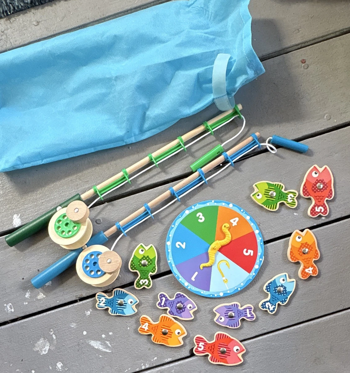 Juego De Pesca Magnética Para Niños Con Piscina Inflable, 44 Peces, 2 Cañas Y Redes – Juguete Montessori Educativo