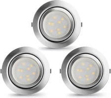 LED Puck Lights Wired Under Cabinet Lighting Dimmable, Recessed Mount, 3 Lights