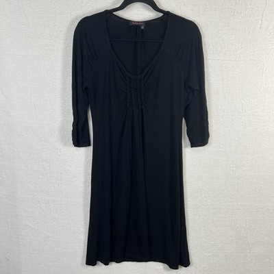 Fresh Produce Dress Women s M Black Ruched Beach Coastal Resort Boho Artsy