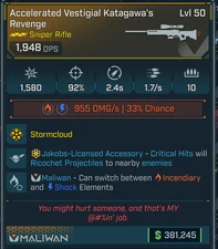 Borderlands 4 • Legendary Guns • SR Katagawa's Revenge • Lvl 50 • PS PC XB STEAM