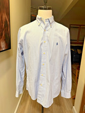 Ralph Lauren Custom Fit Shirt Mens 16.5 Blue Stripe Button Down NWT