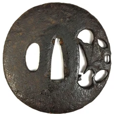 Iron Tsuba Japanese Katana Sword Guard Edo Period Samurai Tosogu Fitting