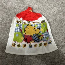 Vintage Disney Winnie the Pooh Kitchen Towel Hanging Honey Pot Bees Crochet Top