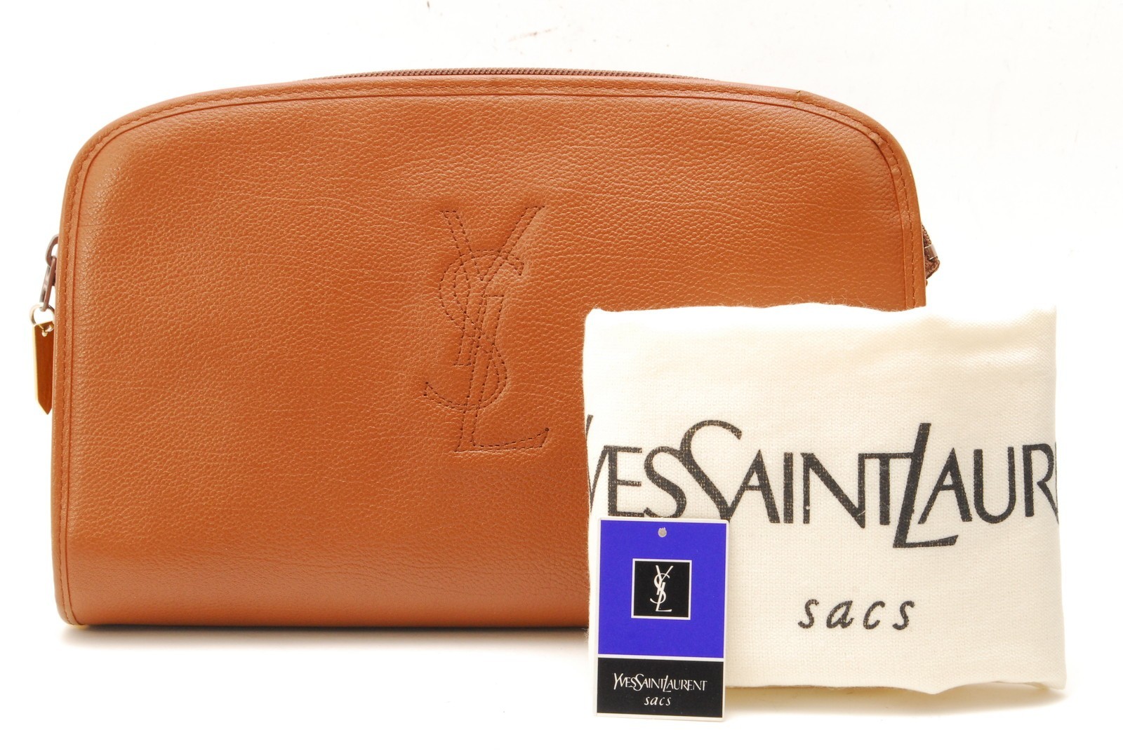 Borsa s pochette Yves Saint Laurent pelle marrone zip YSL autentica