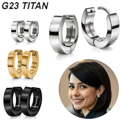 Titan Klappcreolen Unisex Silber Gold Schwarz Ultra leichte Creolen Ohrringe