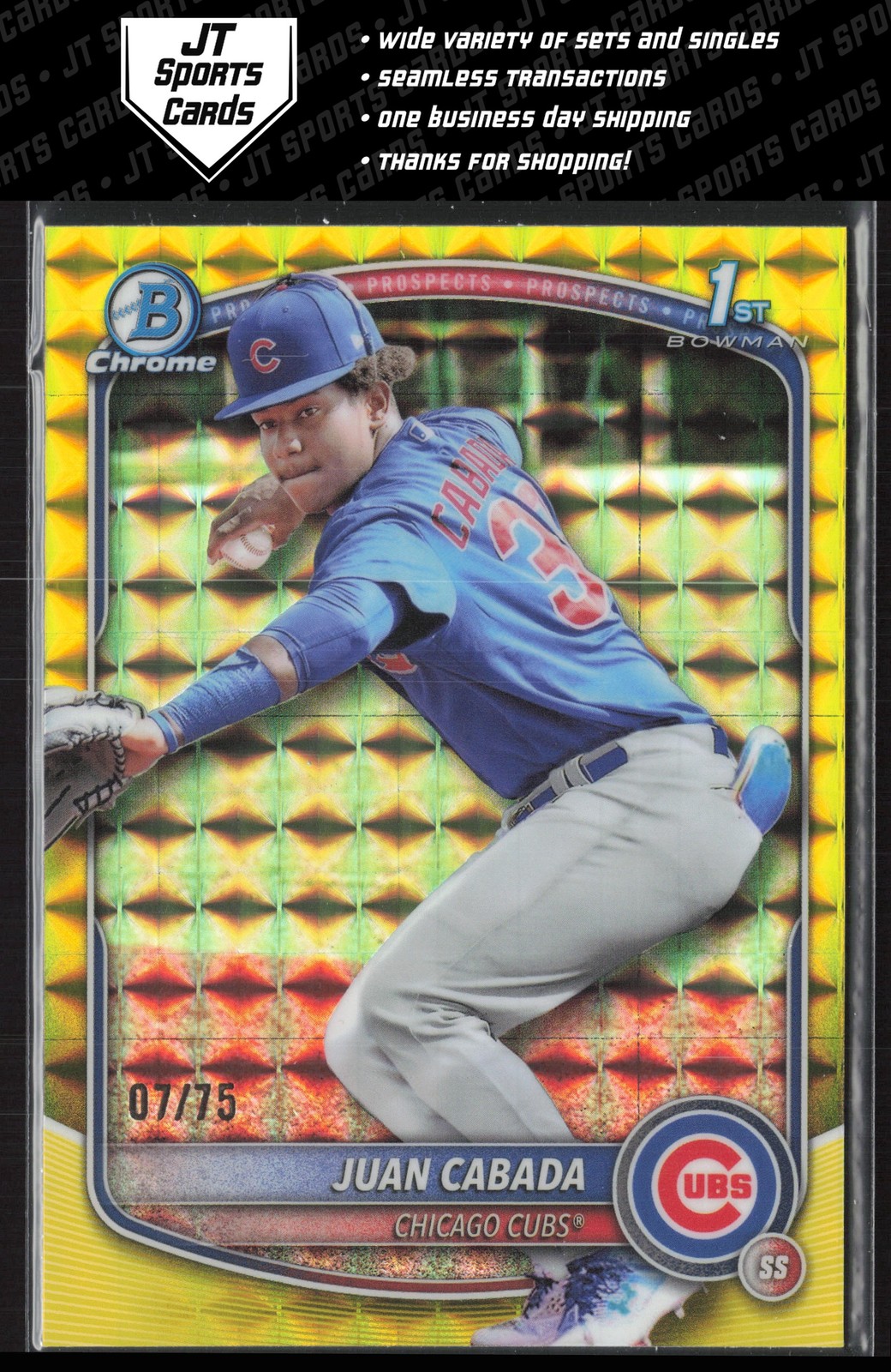 2025 Bowman Chrome Juan Cabada BCP-207 1st Yellow Geometric Refractor /75 Cubs
